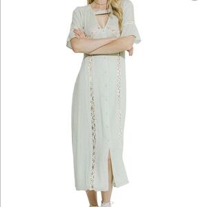 Endless Rose: Cottage Core Floral Lace Prairie Flowy Midi Maxi Dress Size Medium